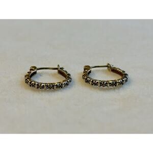 gold-tone sterling silver textured ridge snap closure hoop earrings